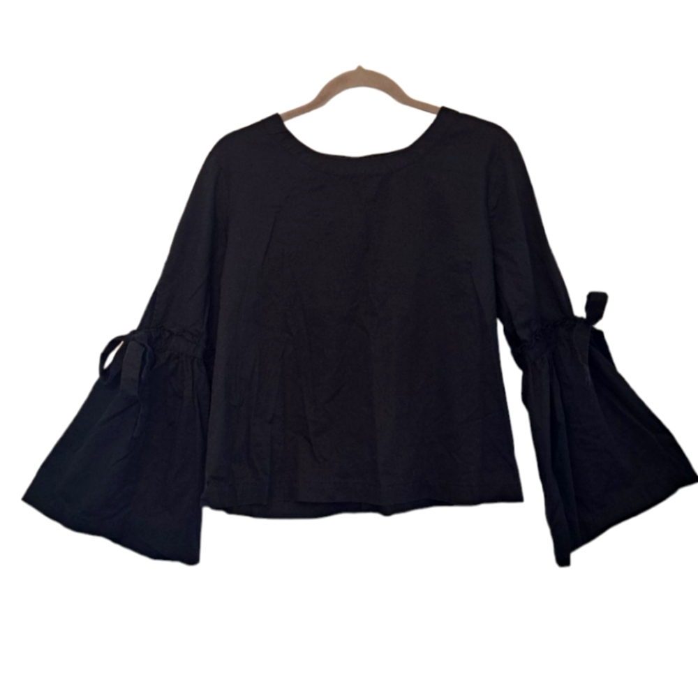 Laundry by Shelli Segal Black Bell Sleeved Blouse Size Large
